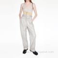 Pantalones sueltos largos plisados ​​de nueva moda para mujer